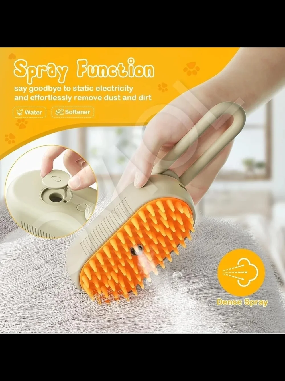 Ovi Silicone Pet Brush in Beige and Orange